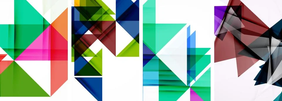 Set of abstract random triangle composition backgrounds. Vector illustration for 스톡 일러스트