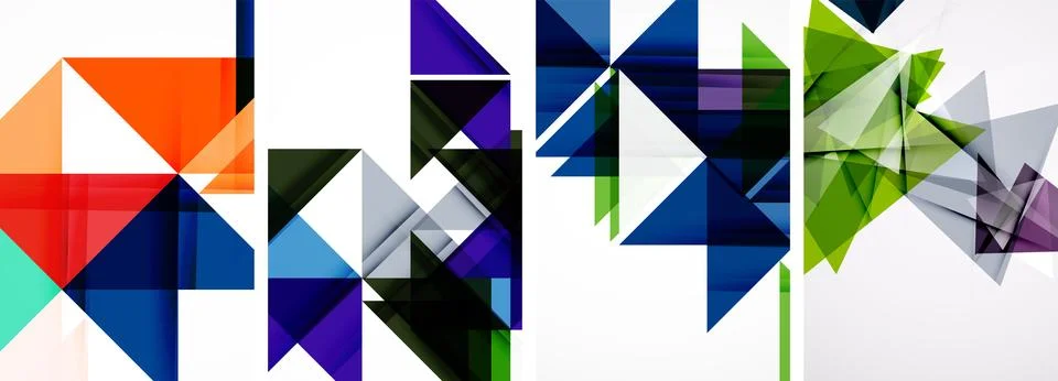 Set of abstract random triangle composition backgrounds. Vector illustration for イラスト素材