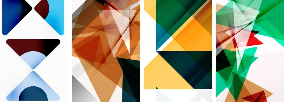 Set of abstract random triangle composition backgrounds. Vector illustration for Stock Illustration