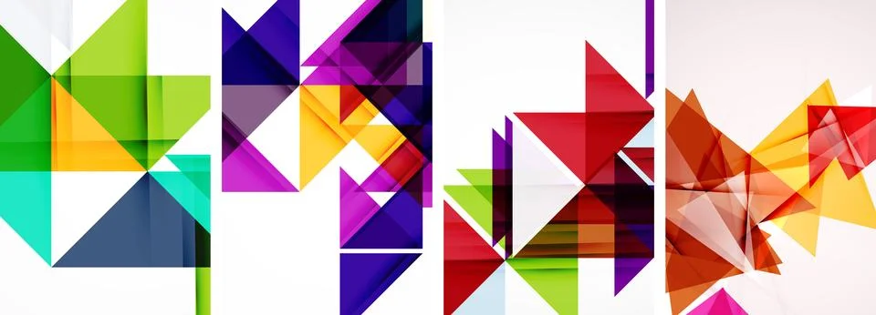 Set of abstract random triangle composition backgrounds. Vector illustration for イラスト素材