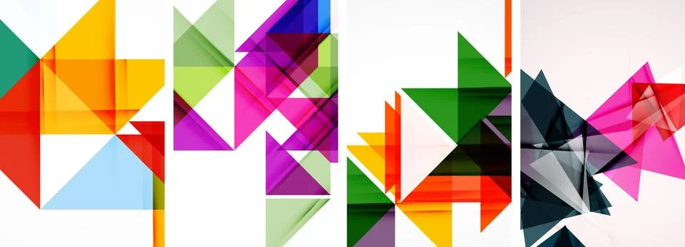 Set of abstract random triangle composition backgrounds. Vector illustration for Illustrazione stock