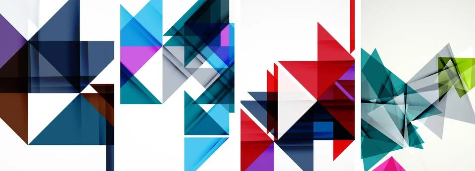 Set of abstract random triangle composition backgrounds. Vector illustration for イラスト素材