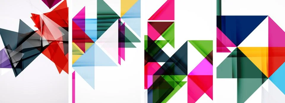 Set of abstract random triangle composition backgrounds. Vector illustration for Illustrazione stock