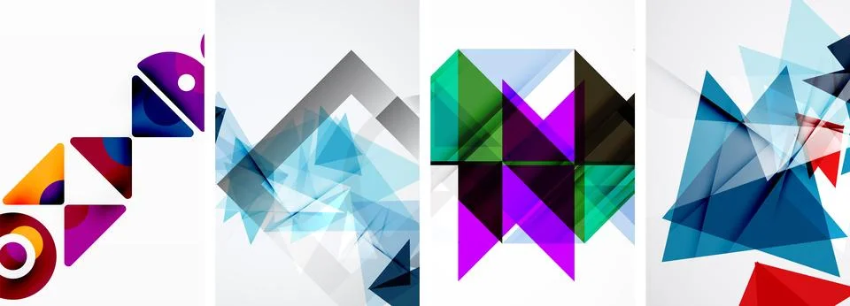 Set of abstract random triangle composition backgrounds. Vector illustration for Stock Illustration