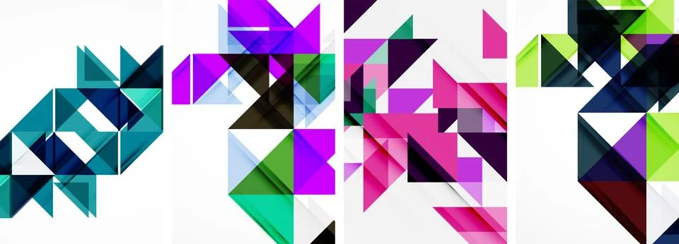 Set of abstract random triangle composition backgrounds. Vector illustration for Stock Illustration