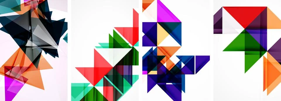 Set of abstract random triangle composition backgrounds. Vector illustration for Stock Illustration