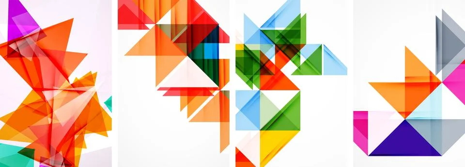 Set of abstract random triangle composition backgrounds. Vector illustration for イラスト素材