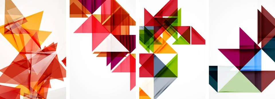 Set of abstract random triangle composition backgrounds. Vector illustration for Illustrazione stock
