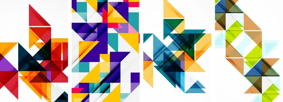 Set of abstract random triangle composition backgrounds. Vector illustration for Illustrazione stock