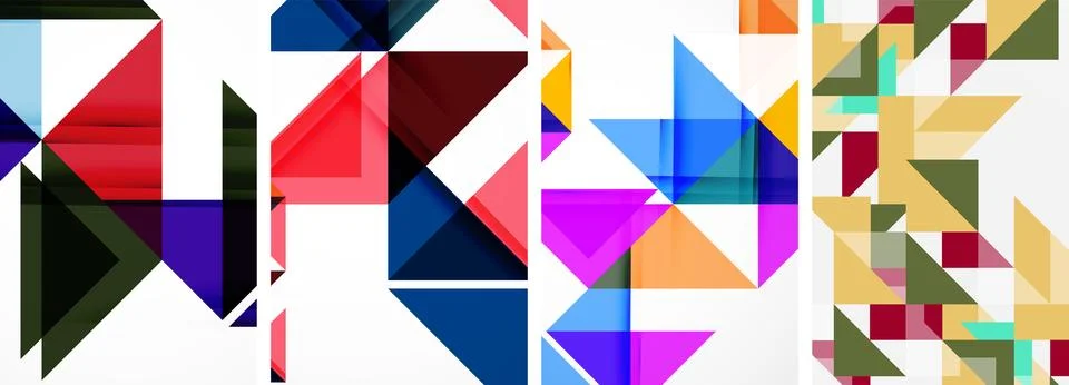 Set of abstract random triangle composition backgrounds. Vector illustration for Stock Illustration