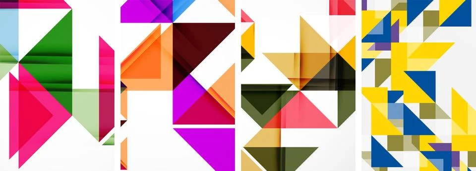 Set of abstract random triangle composition backgrounds. Vector illustration for Stock Illustration