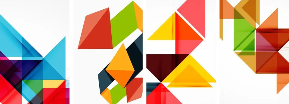 Set of abstract random triangle composition backgrounds. Vector illustration for Stock Illustration