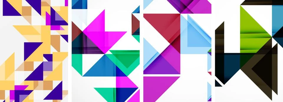 Set of abstract random triangle composition backgrounds. Vector illustration for 스톡 일러스트