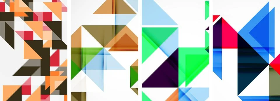 Set of abstract random triangle composition backgrounds. Vector illustration for Stock Illustration
