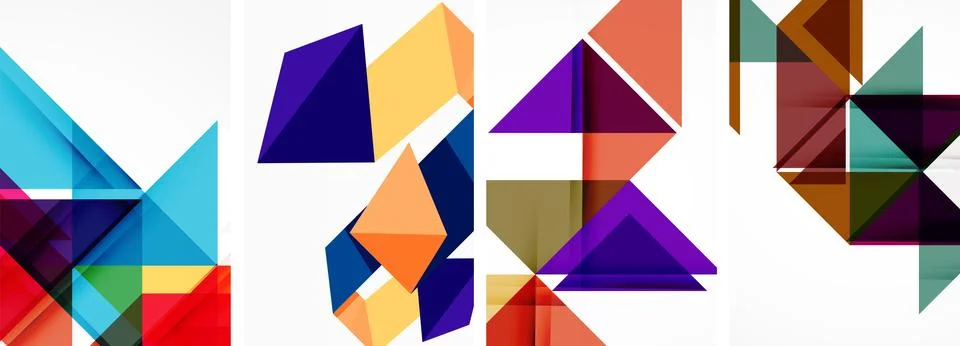 Set of abstract random triangle composition backgrounds. Vector illustration for Illustrazione stock