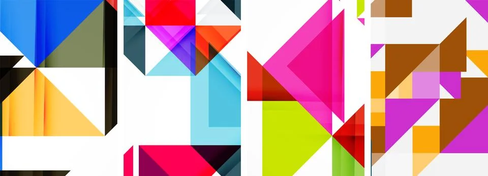 Set of abstract random triangle composition backgrounds. Vector illustration for Illustrazione stock