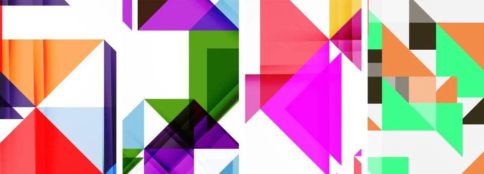 Set of abstract random triangle composition backgrounds. Vector illustration for イラスト素材
