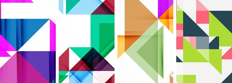 Set of abstract random triangle composition backgrounds. Vector illustration for Stock Illustration