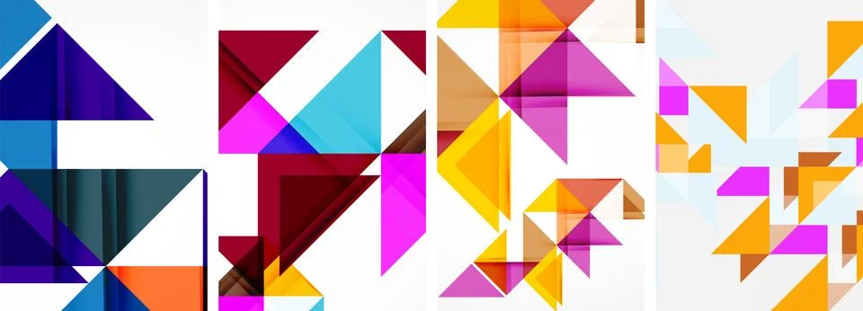 Set of abstract random triangle composition backgrounds. Vector illustration for イラスト素材