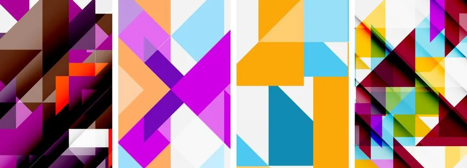 Set of abstract random triangle composition backgrounds. Vector illustration for Illustrazione stock