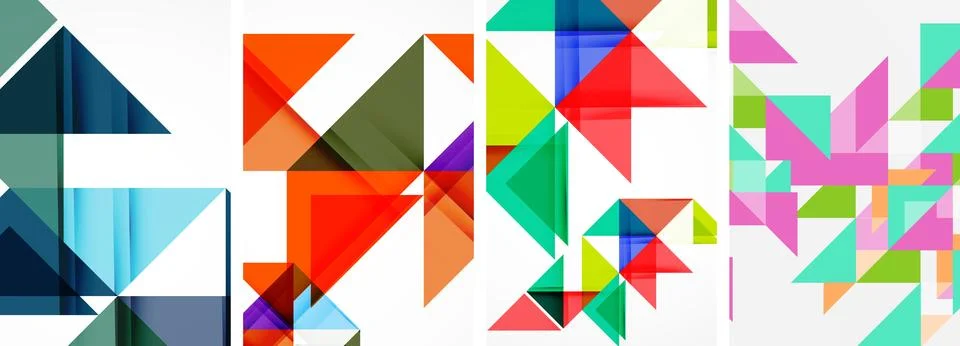 Set of abstract random triangle composition backgrounds. Vector illustration for Illustrazione stock