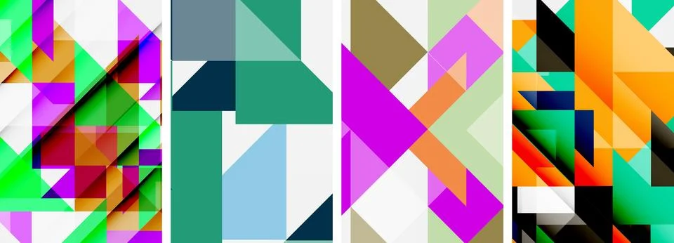 Set of abstract random triangle composition backgrounds. Vector illustration for Stock Illustration