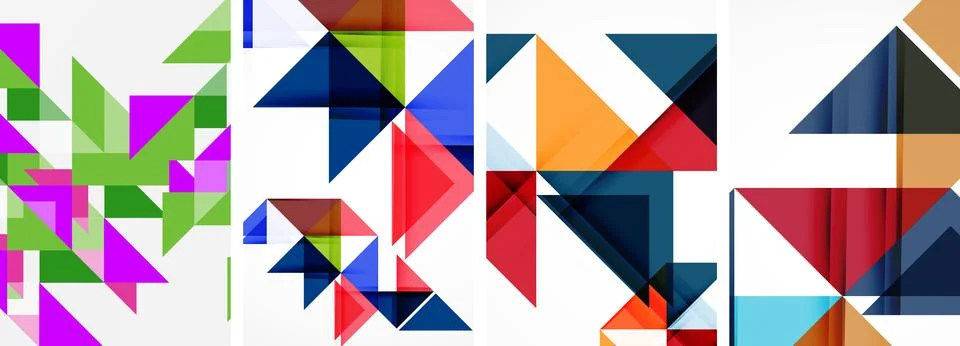 Set of abstract random triangle composition backgrounds. Vector illustration for 스톡 일러스트
