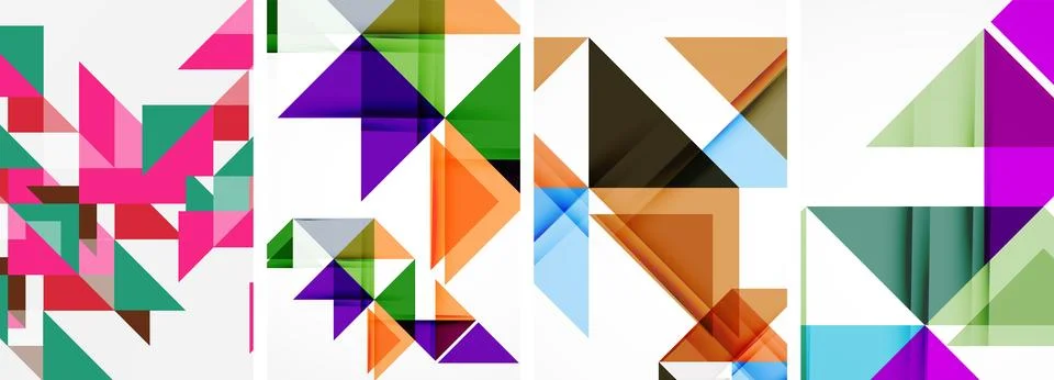Set of abstract random triangle composition backgrounds. Vector illustration for 스톡 일러스트