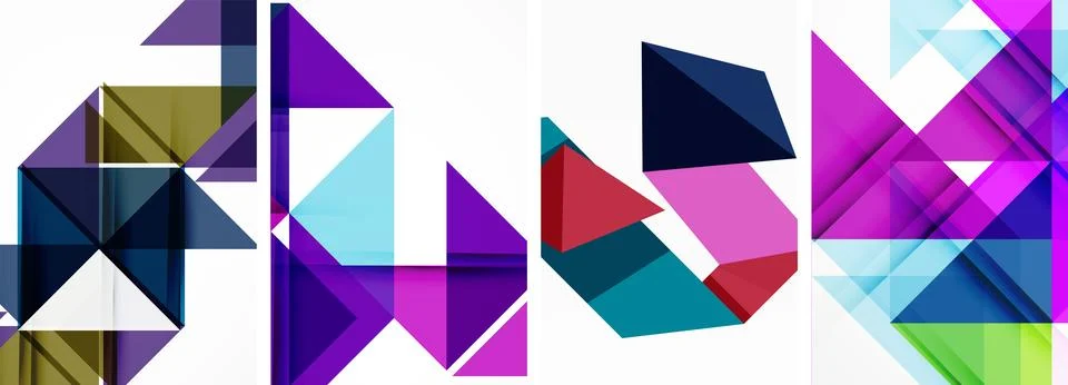 Set of abstract random triangle composition backgrounds. Vector illustration for Stock Illustration
