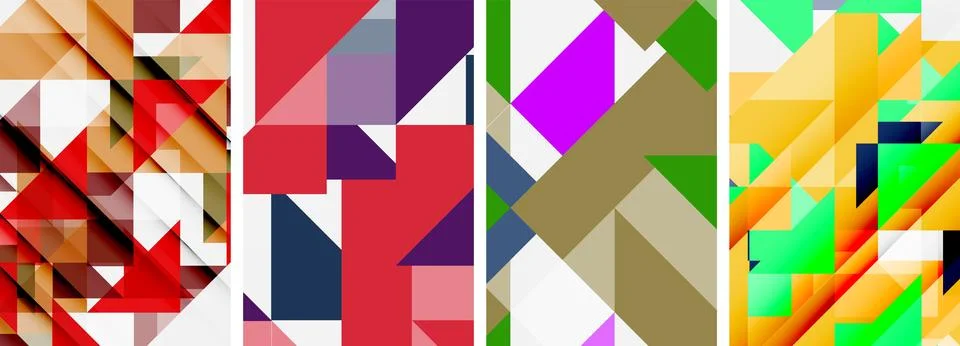 Set of abstract random triangle composition backgrounds. Vector illustration for Stock Illustration