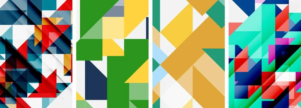 Set of abstract random triangle composition backgrounds. Vector illustration for Stock Illustration