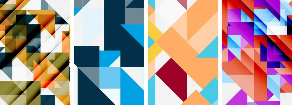 Set of abstract random triangle composition backgrounds. Vector illustration for 스톡 일러스트