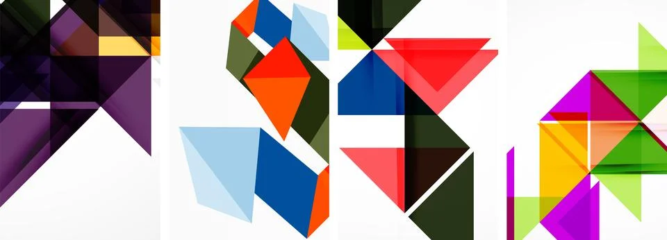 Set of abstract random triangle composition backgrounds. Vector illustration for Illustrazione stock