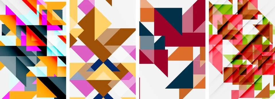 Set of abstract random triangle composition backgrounds. Vector illustration for Stock Illustration
