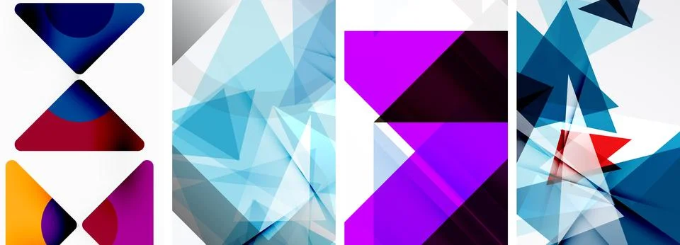 Set of abstract random triangle composition backgrounds. Vector illustration for イラスト素材
