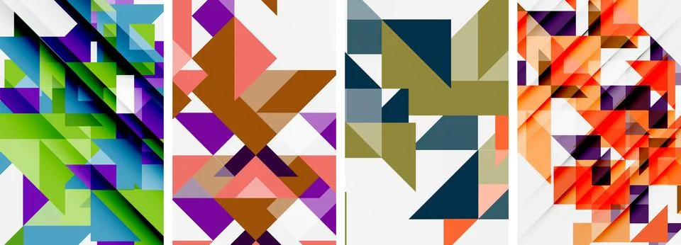 Set of abstract random triangle composition backgrounds. Vector illustration for Stock Illustration