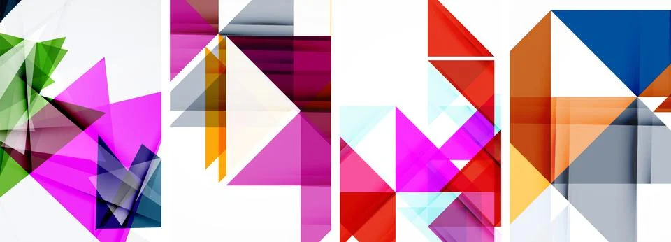 Set of abstract random triangle composition backgrounds. Vector illustration for Stock Illustration