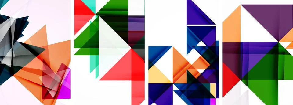 Set of abstract random triangle composition backgrounds. Vector illustration for イラスト素材