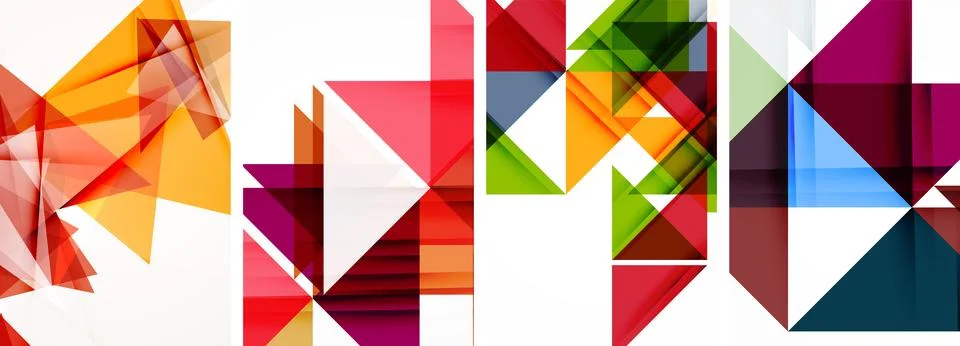 Set of abstract random triangle composition backgrounds. Vector illustration for Illustrazione stock