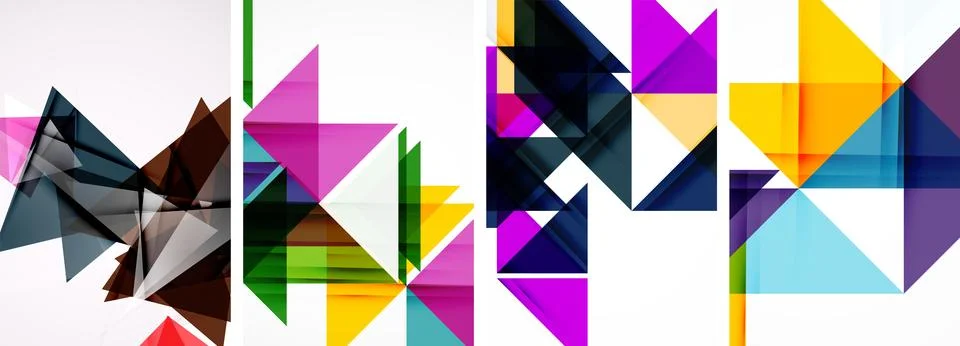 Set of abstract random triangle composition backgrounds. Vector illustration for Illustrazione stock