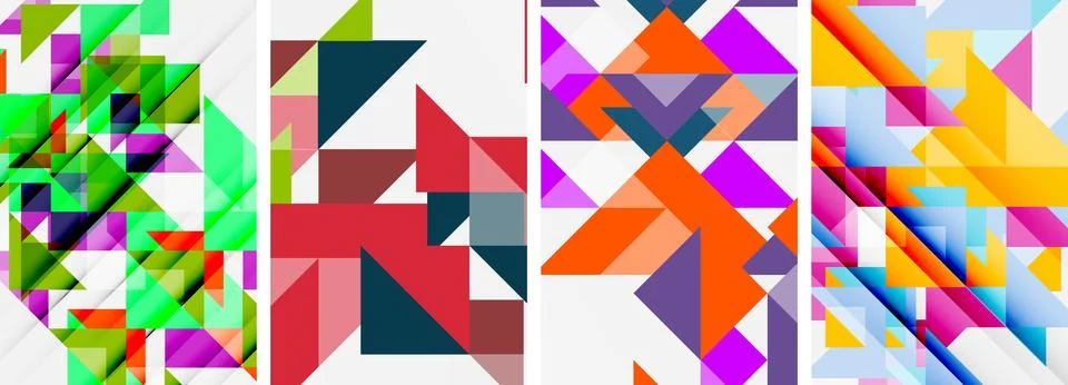Set of abstract random triangle composition backgrounds. Vector illustration for イラスト素材