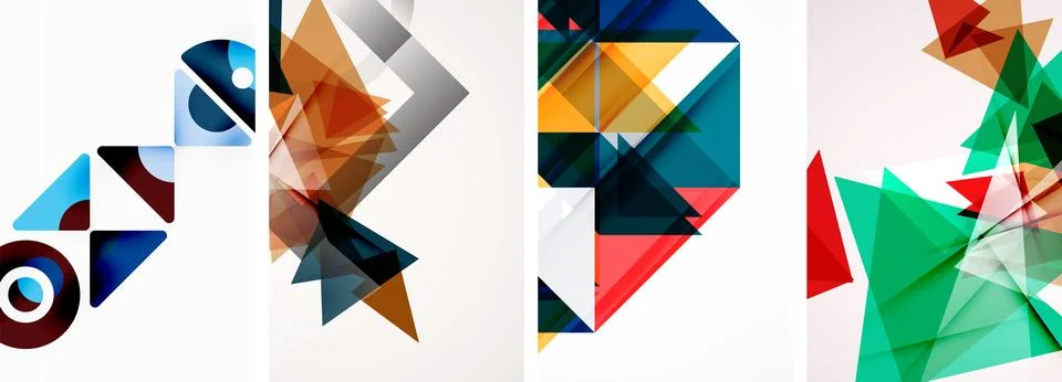 Set of abstract random triangle composition backgrounds. Vector illustration for Stock Illustration