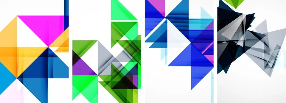 Set of abstract random triangle composition backgrounds. Vector illustration for イラスト素材