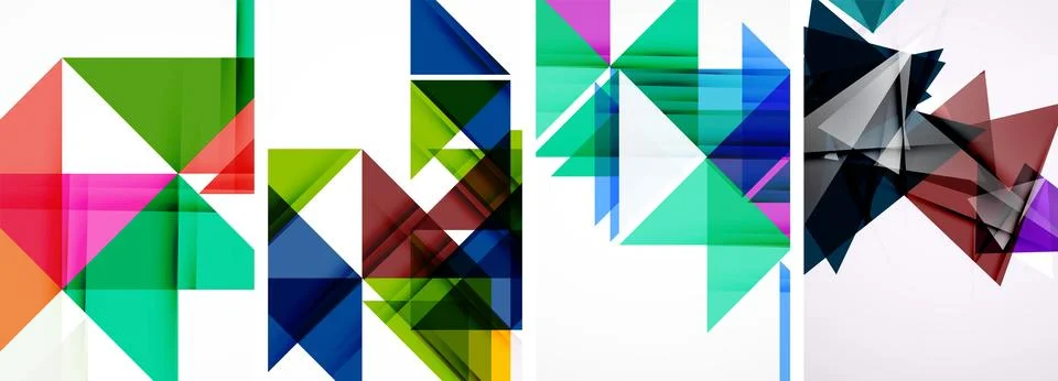 Set of abstract random triangle composition backgrounds. Vector illustration for 스톡 일러스트