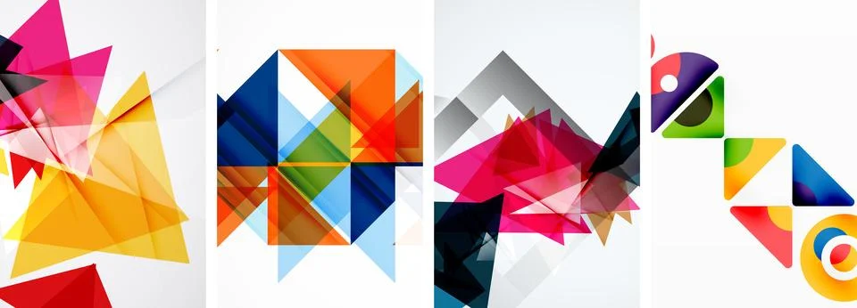Set of abstract random triangle composition backgrounds. Vector illustration for Illustrazione stock