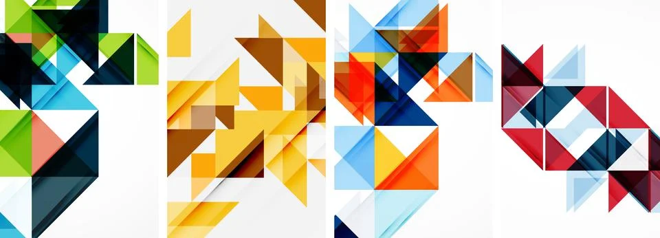 Set of abstract random triangle composition backgrounds. Vector illustration for Illustrazione stock