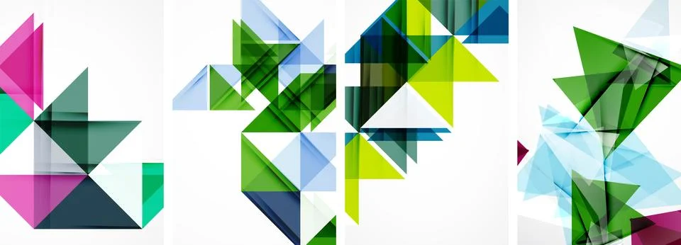 Set of abstract random triangle composition backgrounds. Vector illustration for 스톡 일러스트