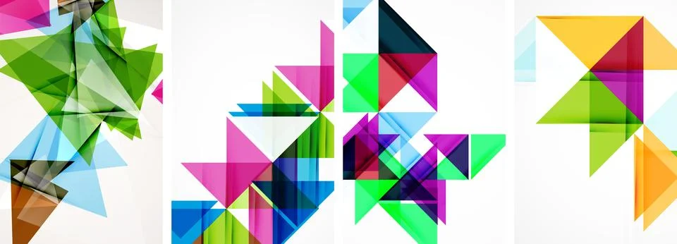Set of abstract random triangle composition backgrounds. Vector illustration for Illustrazione stock