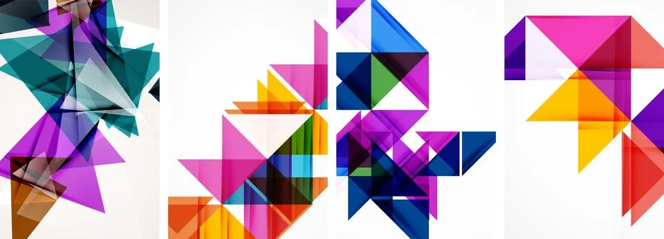 Set of abstract random triangle composition backgrounds. Vector illustration for 스톡 일러스트