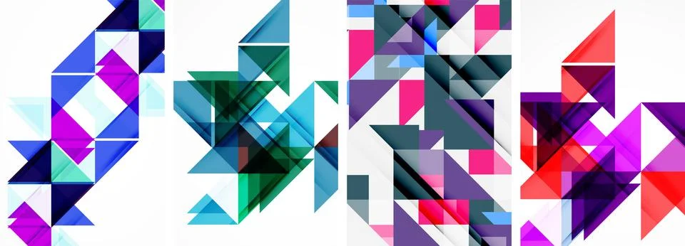 Set of abstract random triangle composition backgrounds. Vector illustration for Illustrazione stock